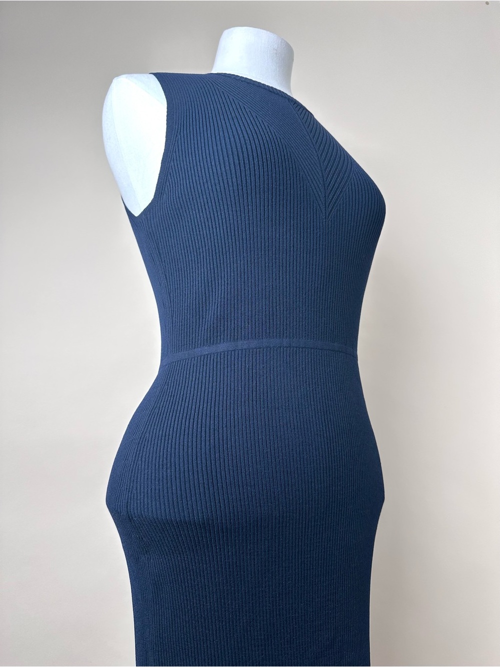 Banana Republic NWT Ribbed Knit Midi Dress Navy Sleeveless Size M - Picture 7 of 8